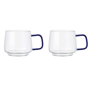 La Cafetière Glass Mug With Blue Glass Handle